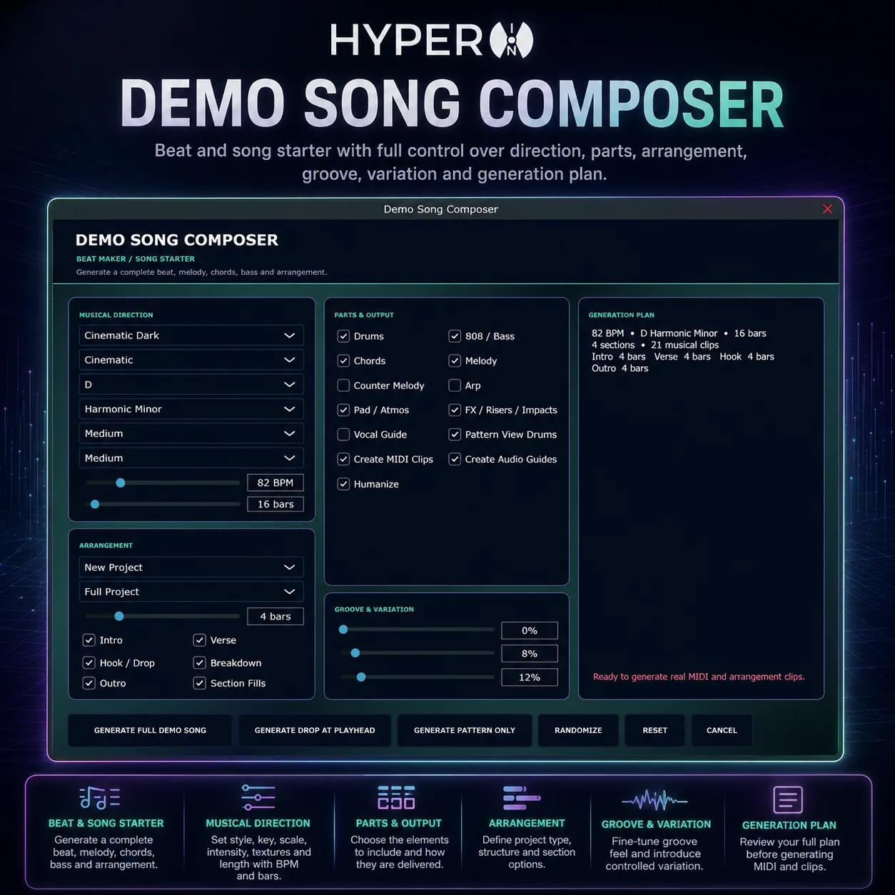 HyperION DAW Demo Song Composer