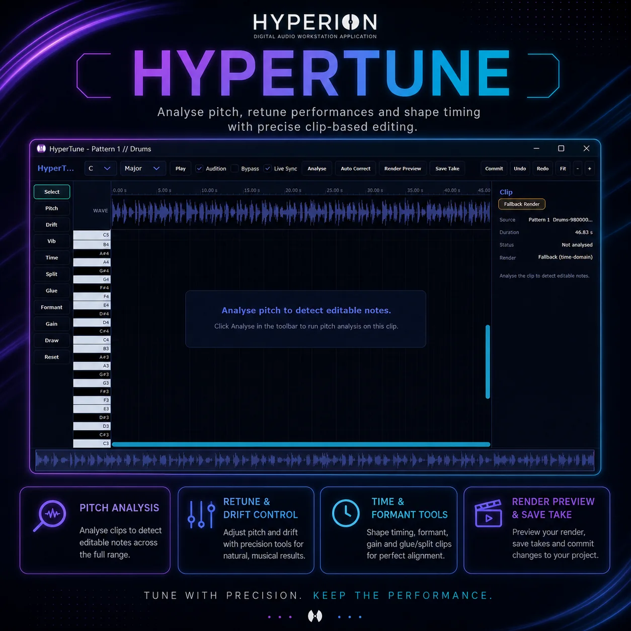 HyperION DAW HyperTune Vocal Editor