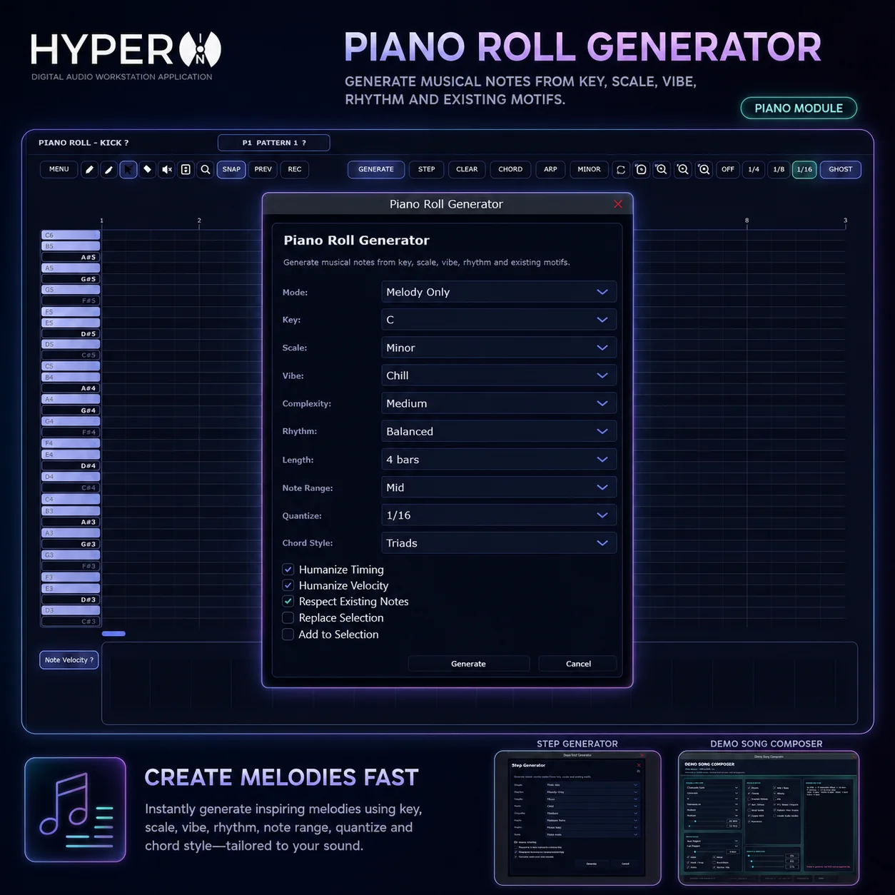 HyperION Piano Roll MIDI Generator