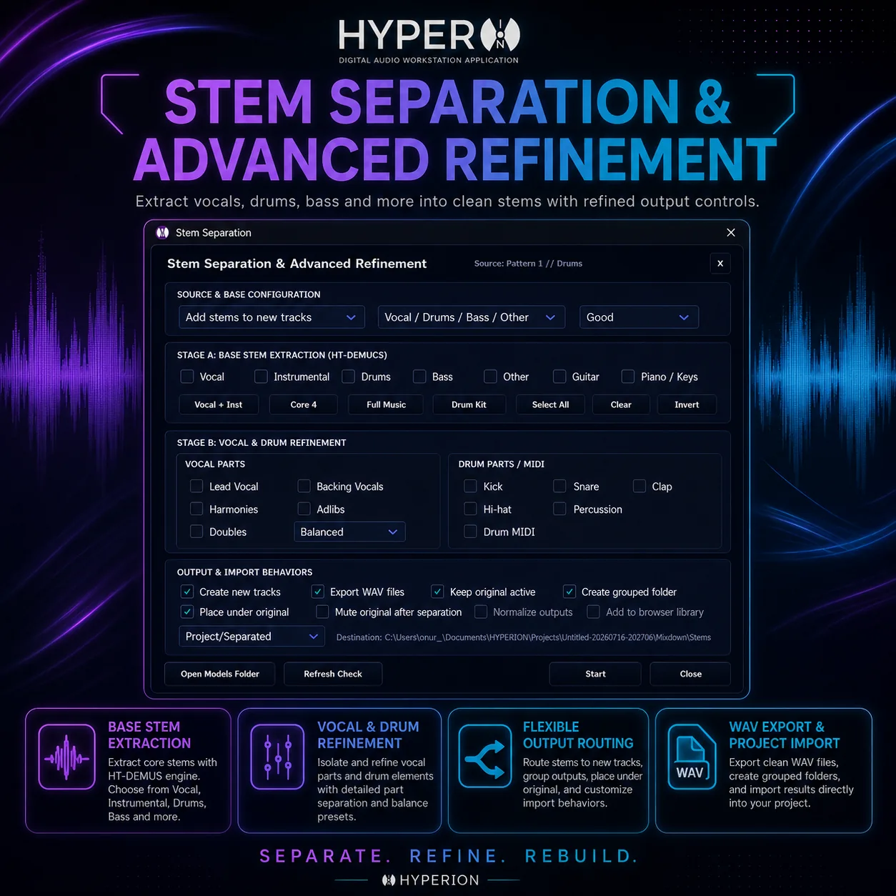 HyperION DAW AI Stem Separation